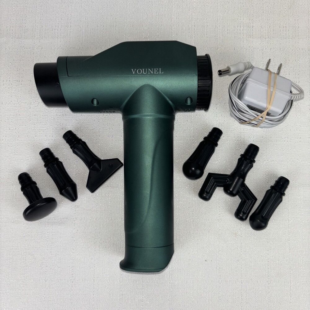 Vounel Fascia Gun Percussion‎ Massager Unisex OS Green Excellent 5323 6 Heads